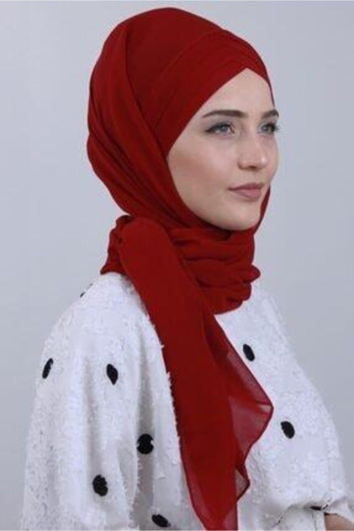 Zehra Hazır Havuz Tesettür Giyim Üç Bantlı Bone Bordo - Özel Tasarım- Yeni Model Tesettür Giyim