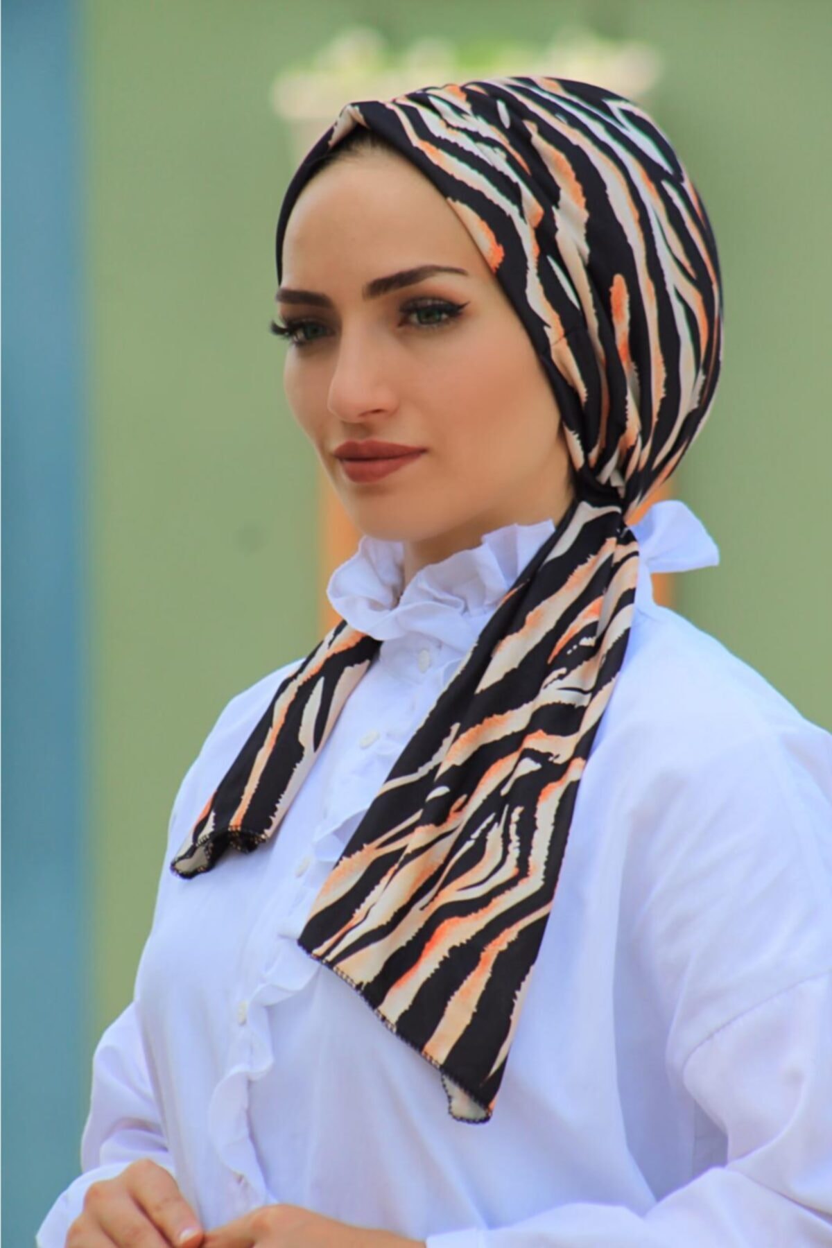 Zehra Hazır Havuz Tesettür Giyim Desenli Tasarım Bone Else Leopar - Özel Tasarım- Yeni Model Tesettür Giyim