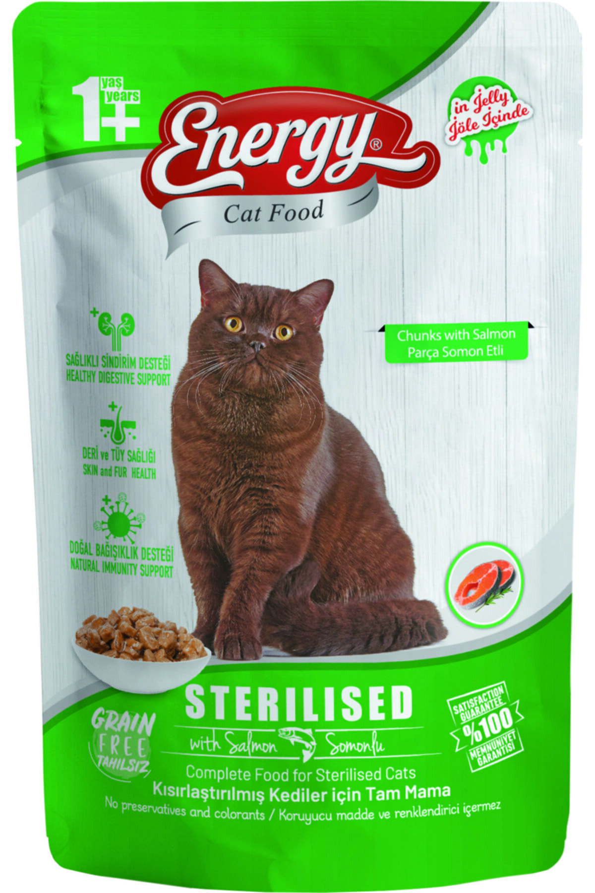 Energy Somonlu Kısırlaştırılmış Kedi Maması 85 Gram-6 Adet