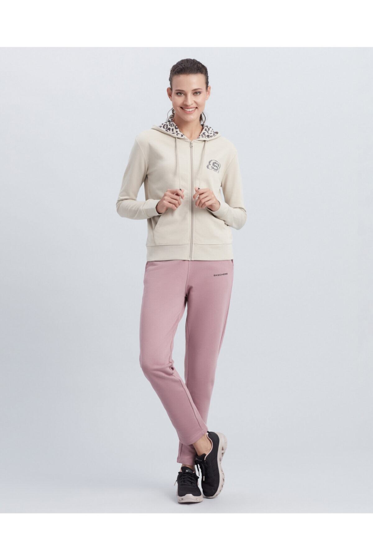SKECHERS W Summits Full Zip Hoodie Kadın Bej Fermuarlı Eşofman Üstü - S212405-614