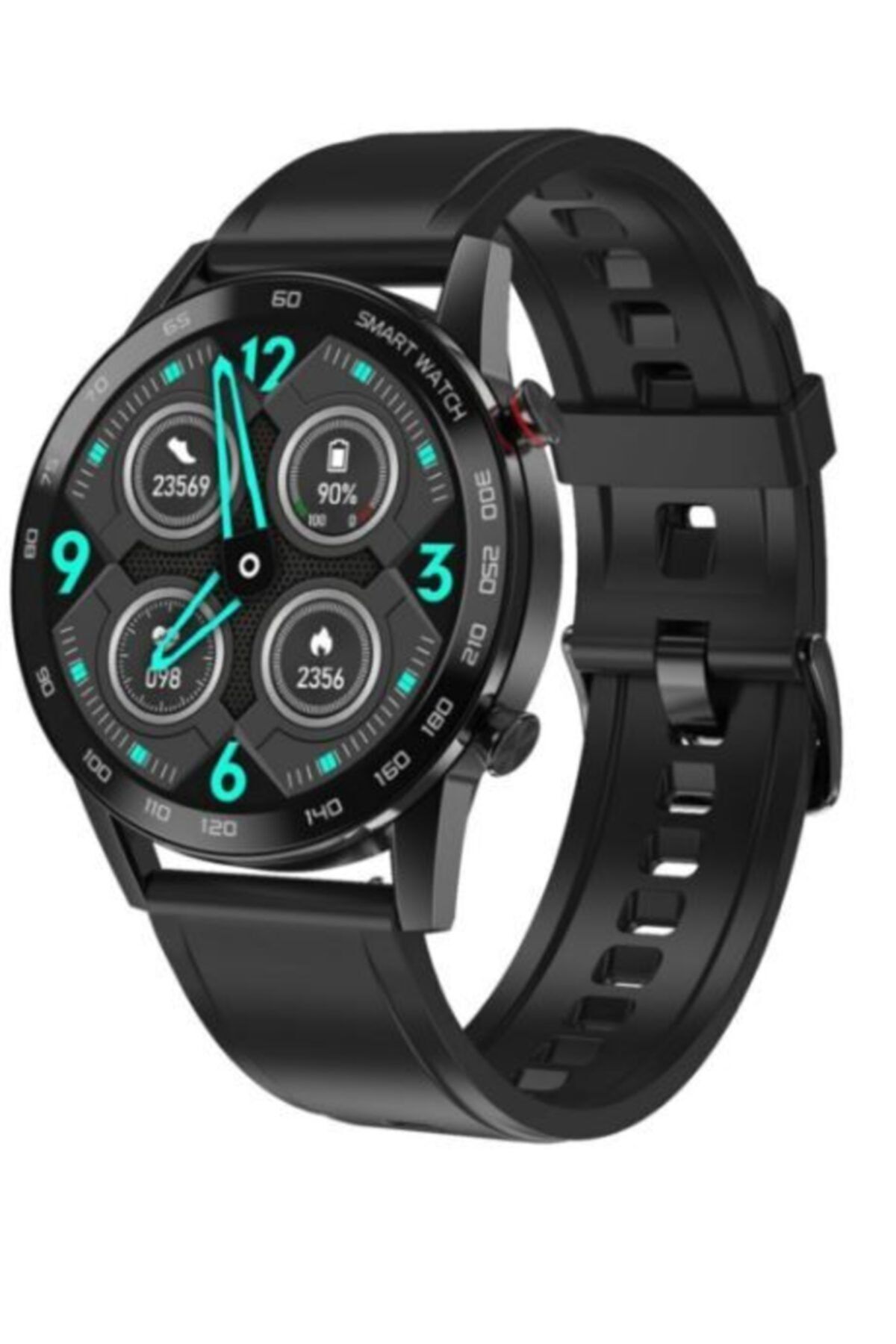 TECHNOMEN Dt95 Smart Watch Business & Spor Ve Bluetooth Özellikli Yuvarlak Akıllı Saat - Siyah Silikon Kordon