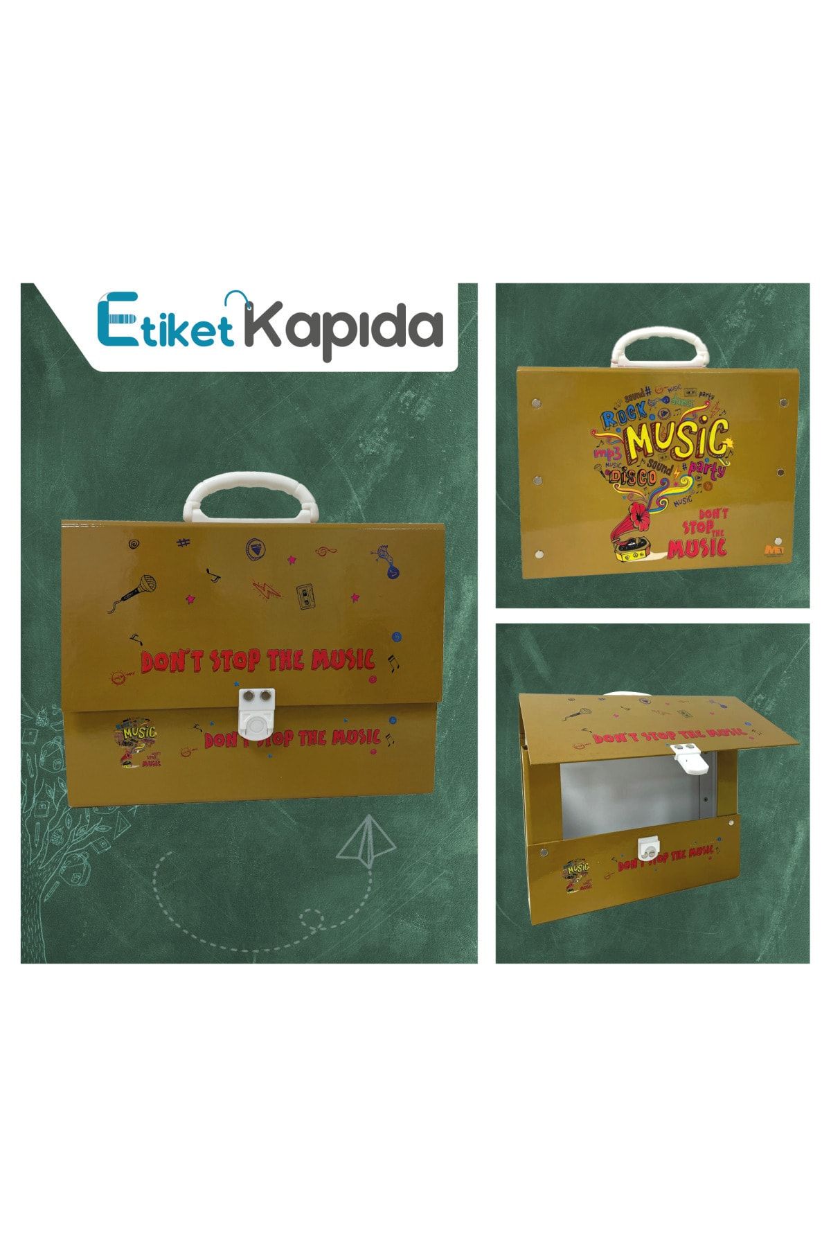 ETİKET KAPIDA Musıc Okul Klasörü - Kutu Klasör -kulplu Çanta 32*28*7,6cm