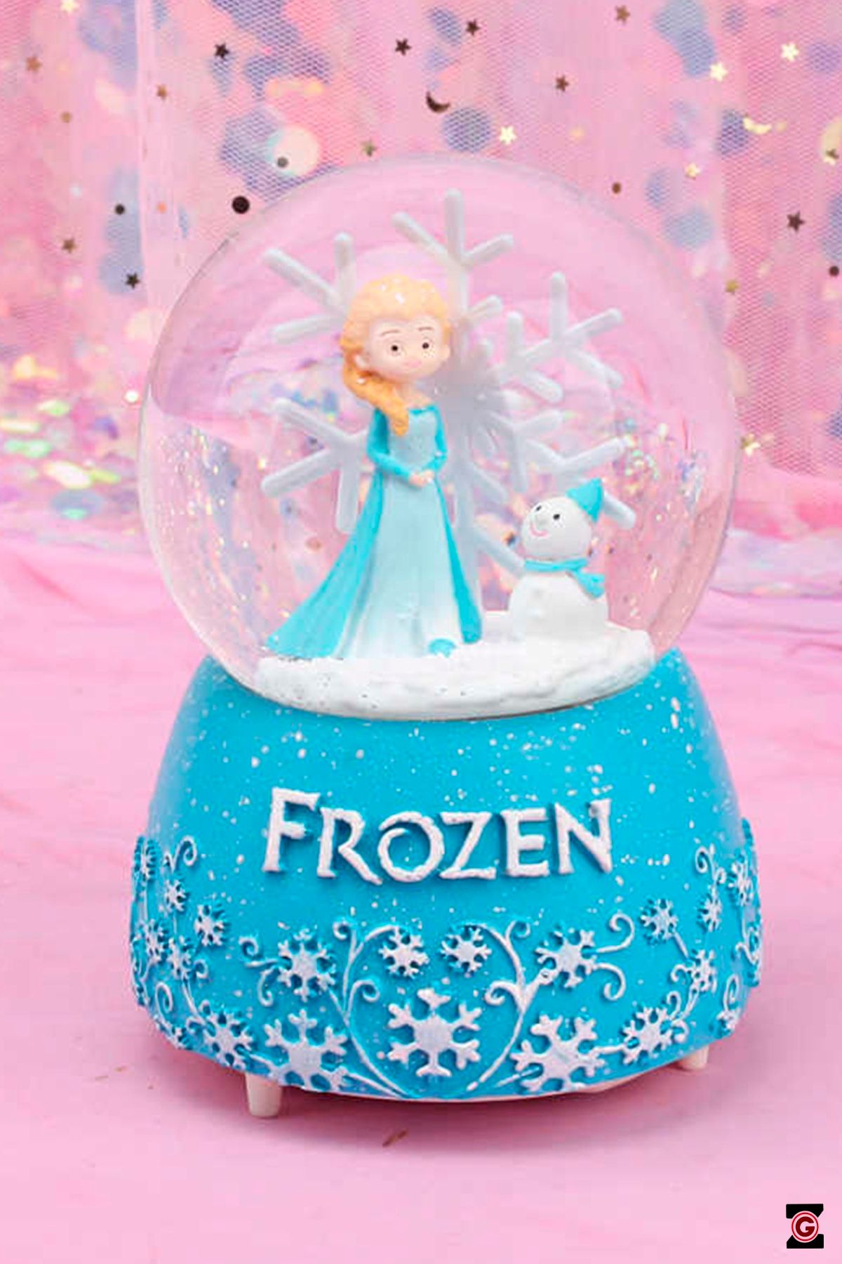 Zemtigo Frozen Elsa Ve Olaf Tasarımlı Renk Değiştiren Işıklı Müzikli Kar Taneli Orta Boy Kar Küresi