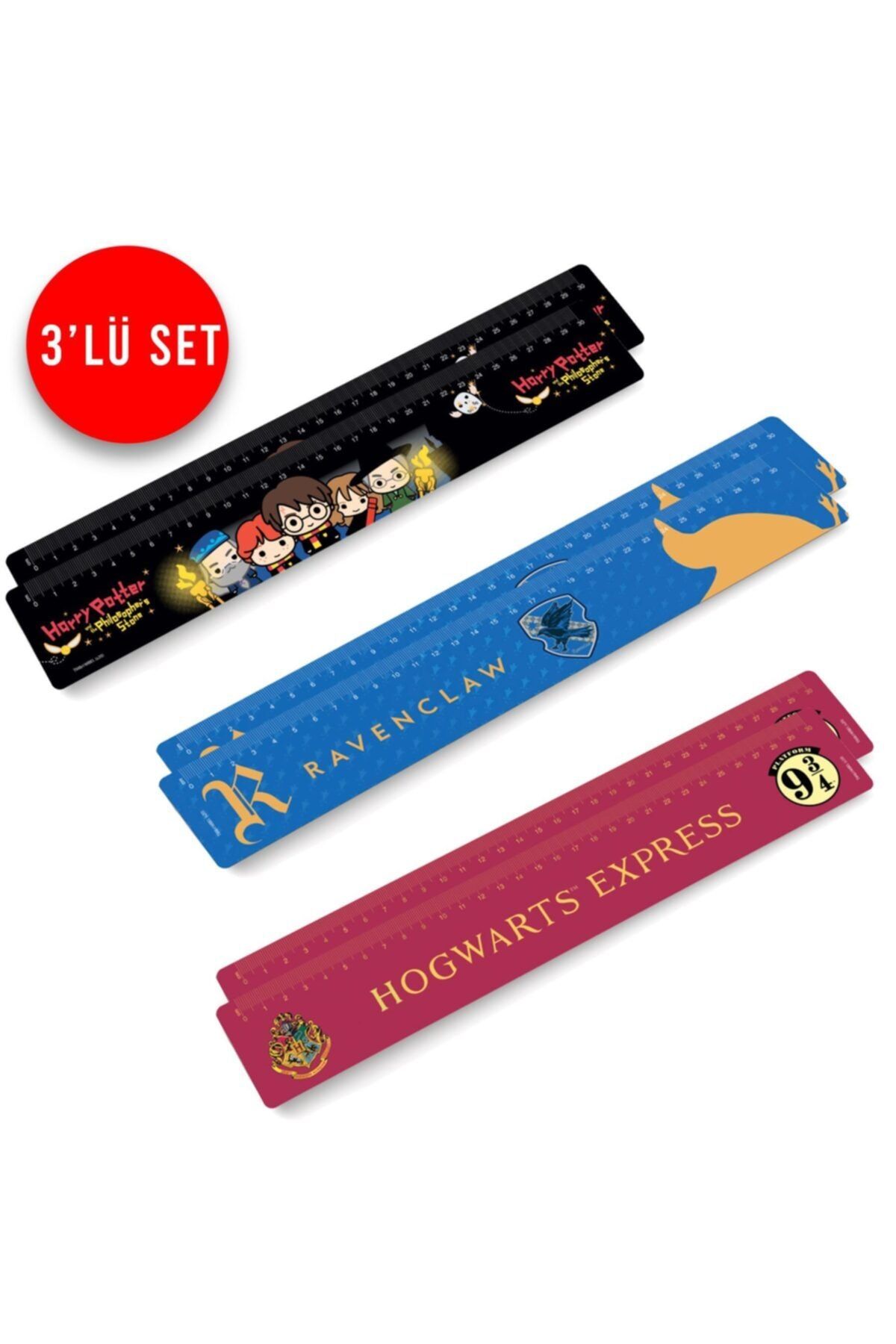GiFi Cetvel 3'lü Set Harry Potter & Ravenclaw Tasarım Lisanslı 30 Cm