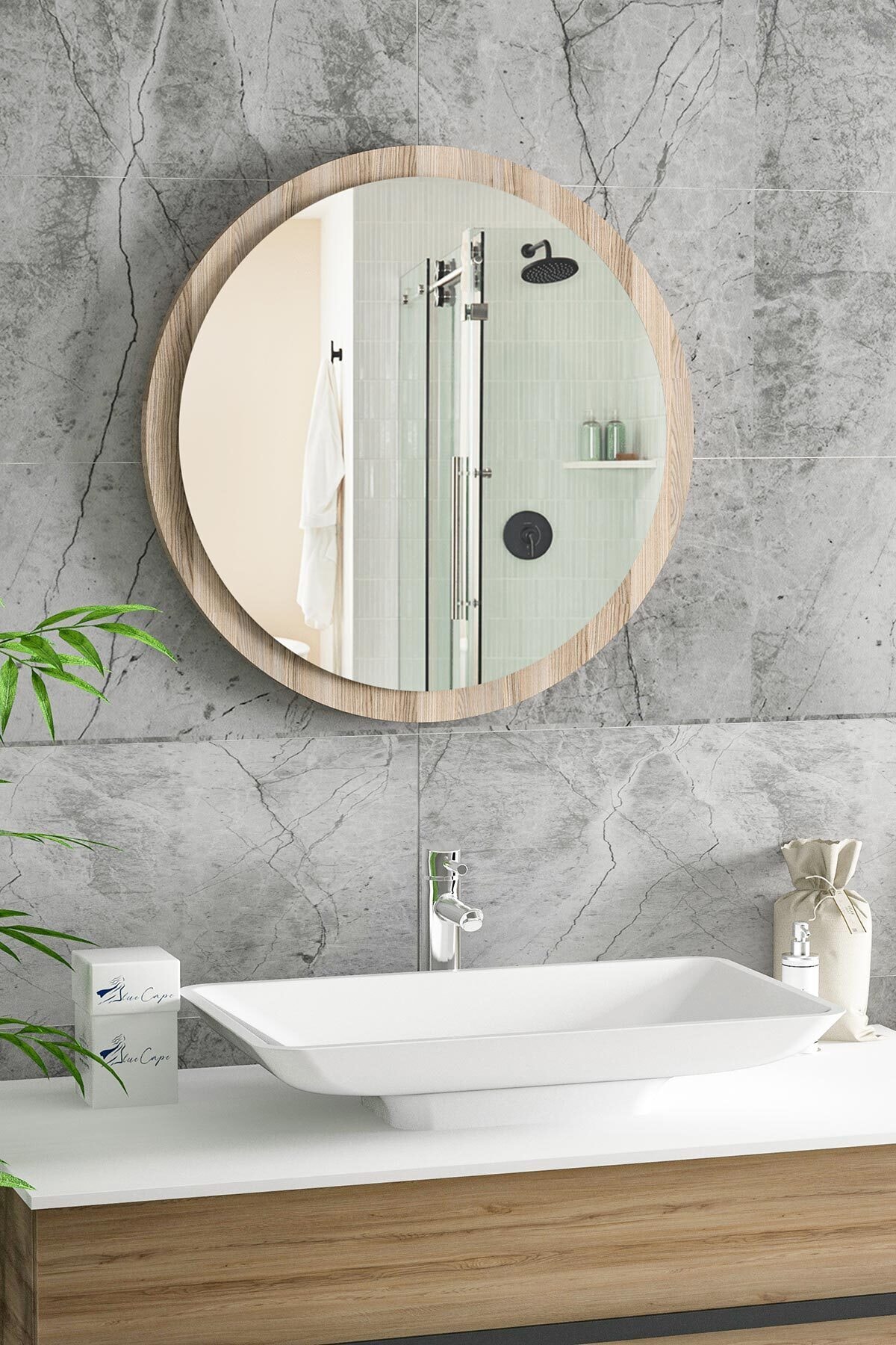 bluecape Yuvarlak Ayna 45cm Alize Dresuar Hol Koridor Duvar Salon Banyo Wc Ofis Çocuk Yatak Odası Boy