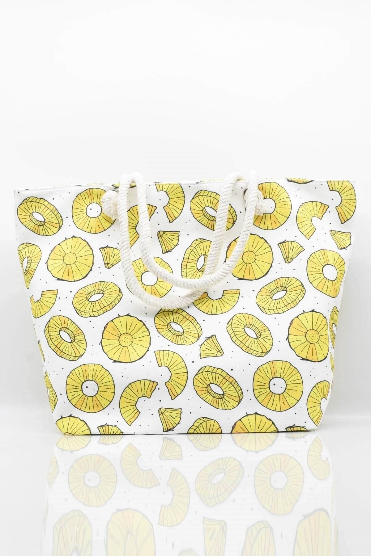 Külah Kadın Donut Desenli Plaj Çantası