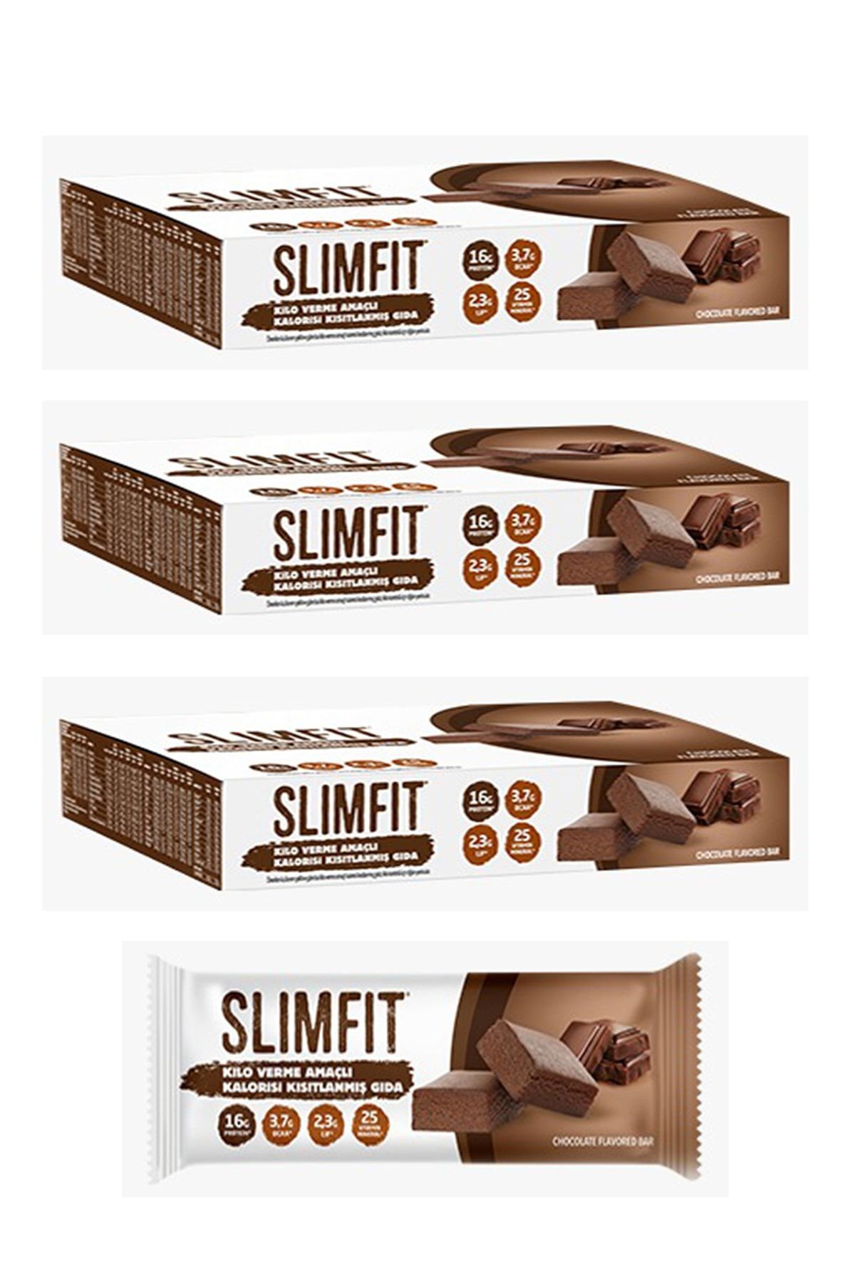Slimfit Slilmfit Çikolatalı Protein Bar  3 Kutu X 10 Adet X 50g