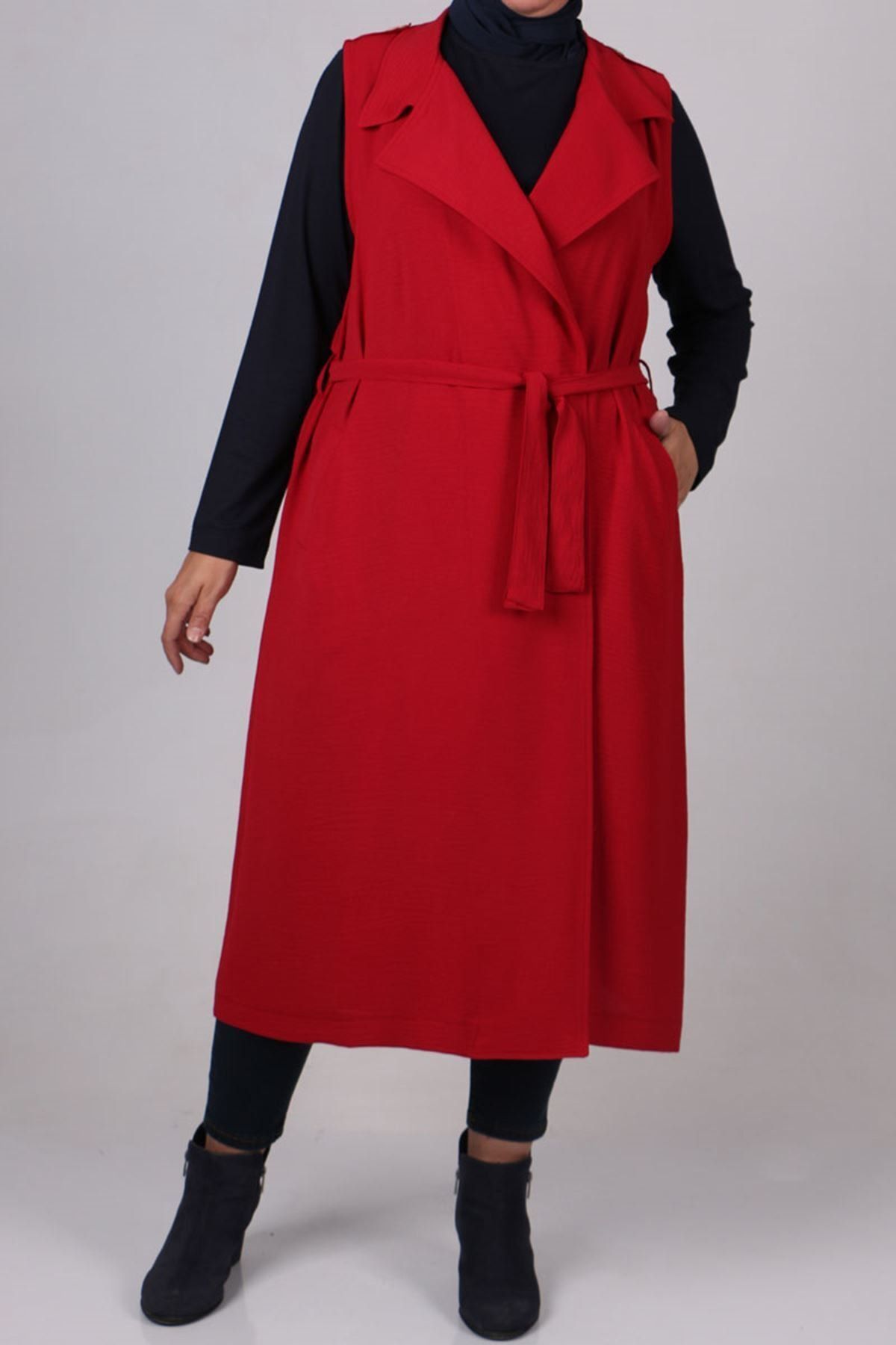 Eslina 4057 Büyük Beden Airobin Yelek - Bordo