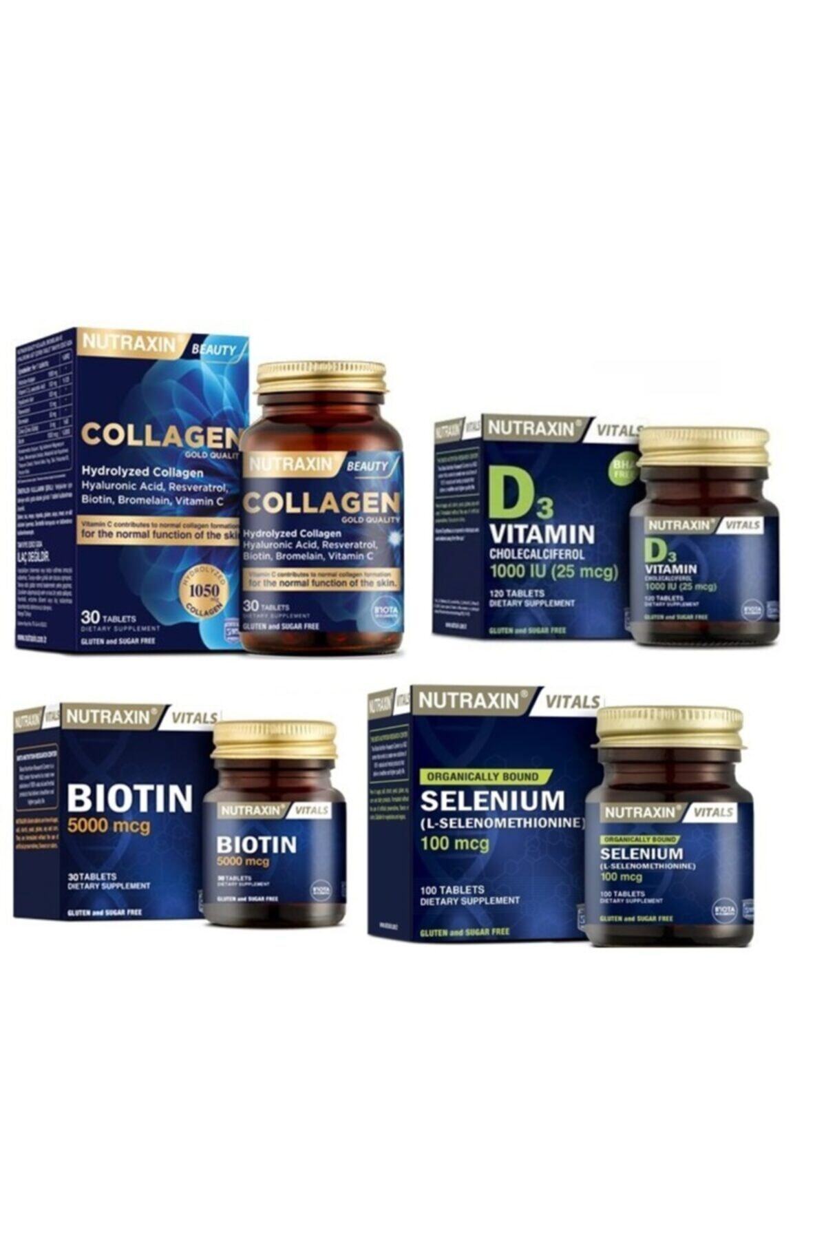 Nutraxin Hidrolize Kolajen 30 Tablet+d3 Vitamin 120 Tablet+bıotın 30 Tablet+selenıum 100 Tablet