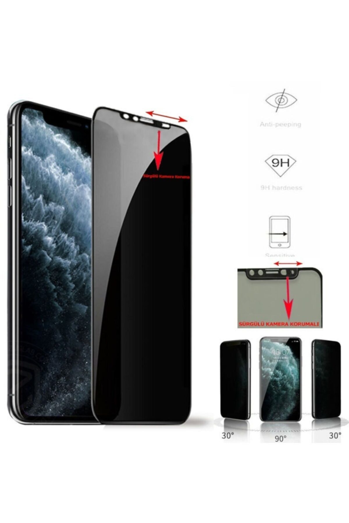 Apple Iphone 11 Ön Kamera Gizlemeli Yeni Nesil Tam Korumalı Gizli Hayalet 5d Cam Ekran Koruyucu Aqua