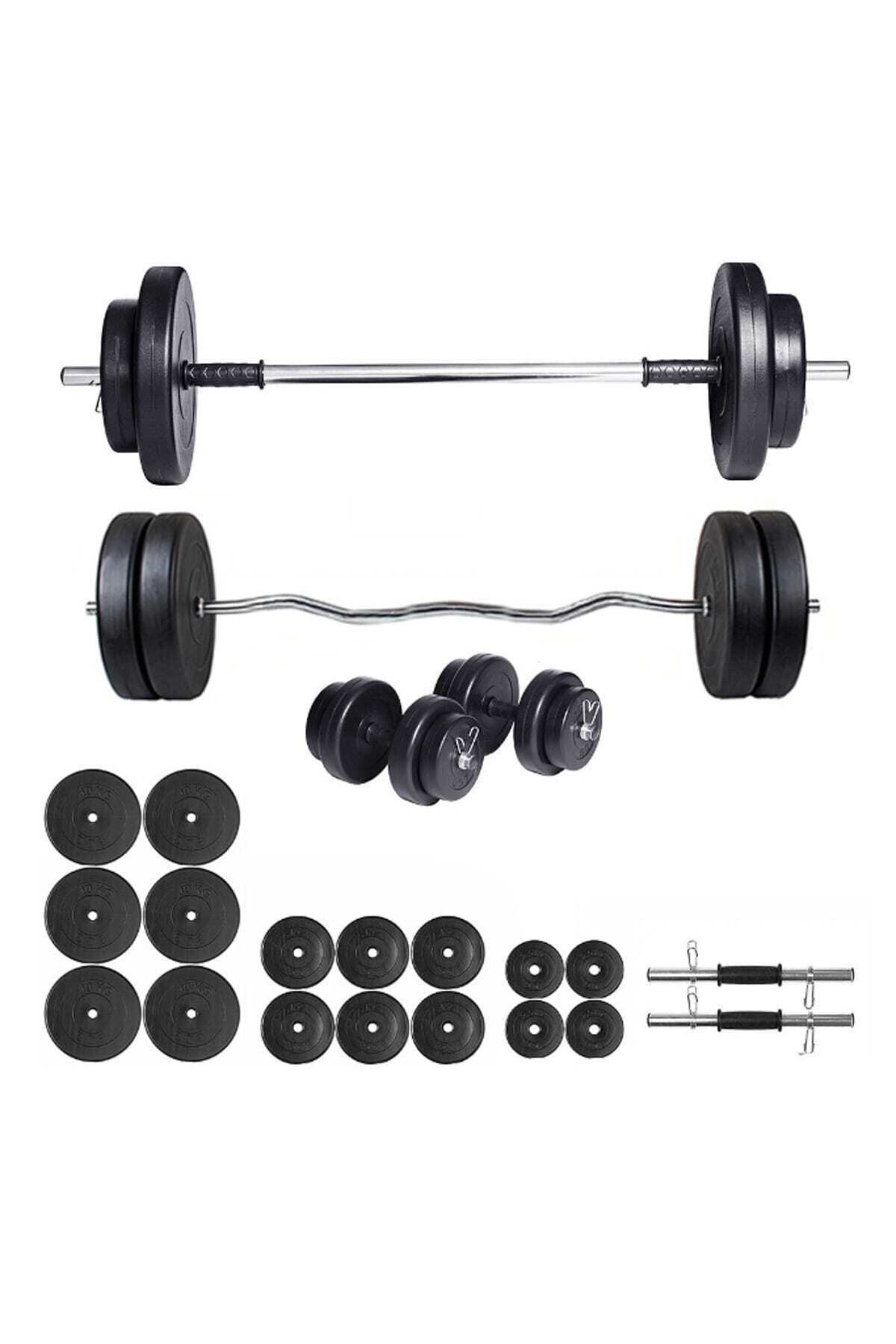 ECG SPOR 105KG Z BAR HALTER DAMBIL SETİ SİYAH