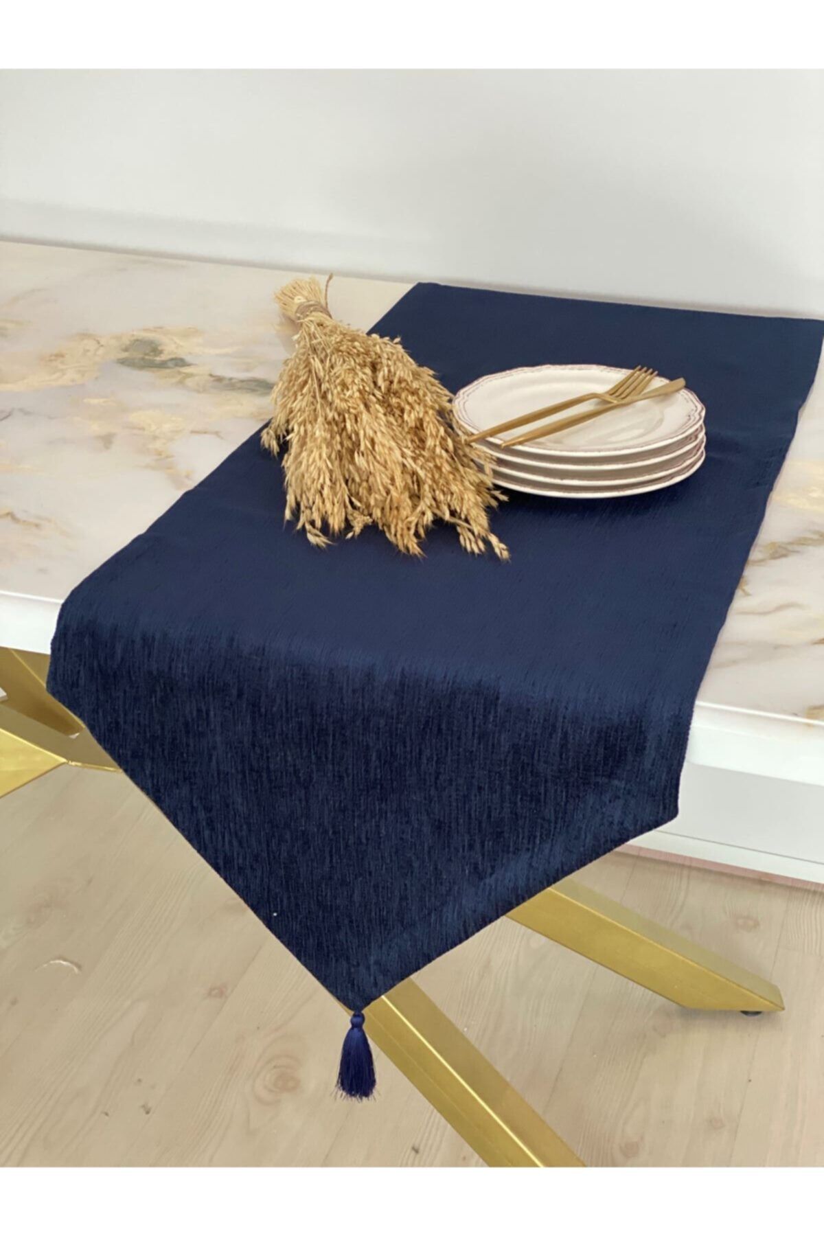 ELS Design Lacivert Üçgen Püsküllü Şönil Runner