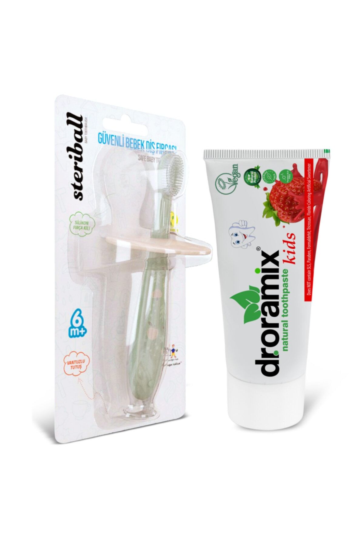 Dr. Oramix Kids Florürsüz Diş Macunu 75ml ve Steriball Silikon Fırça Y