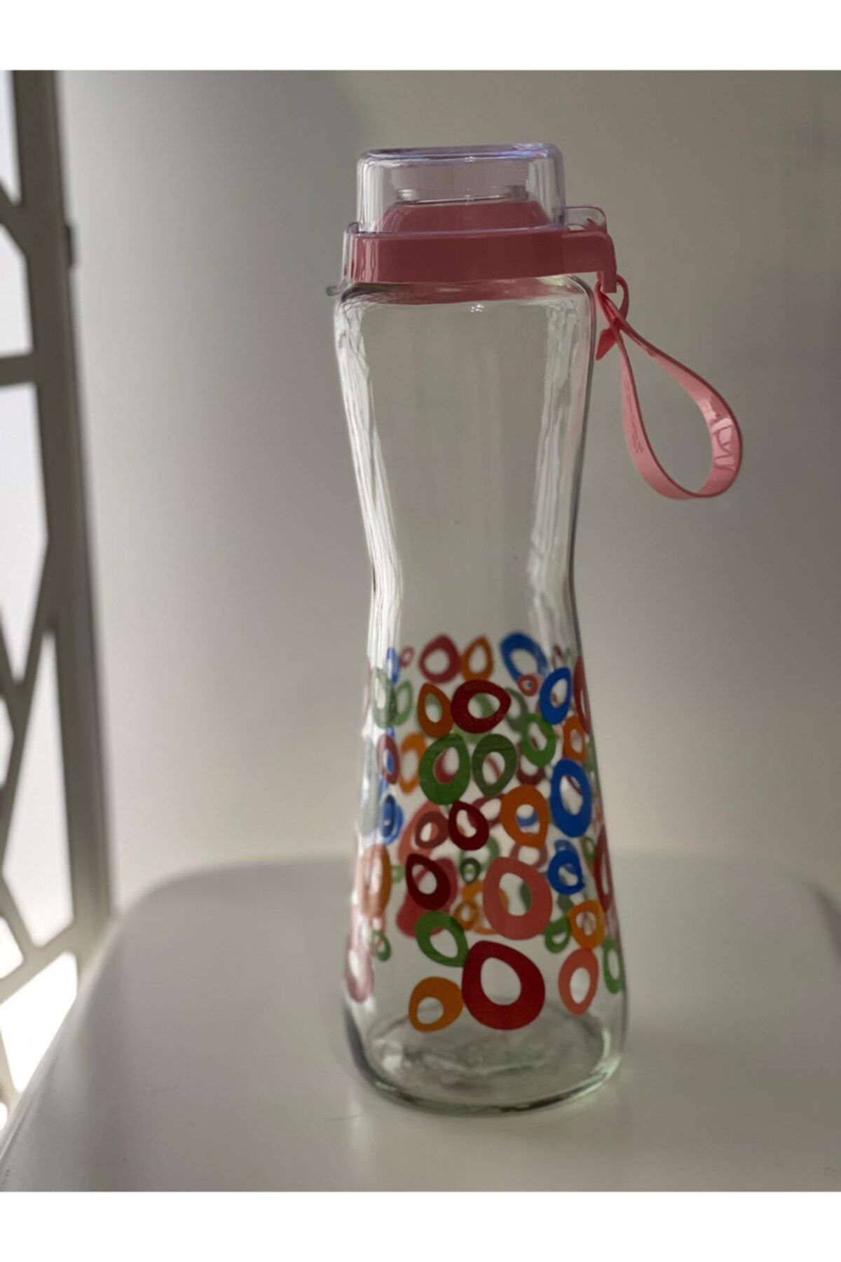 musellife Desenli Pembe Cam Suluk&matara 750 ml