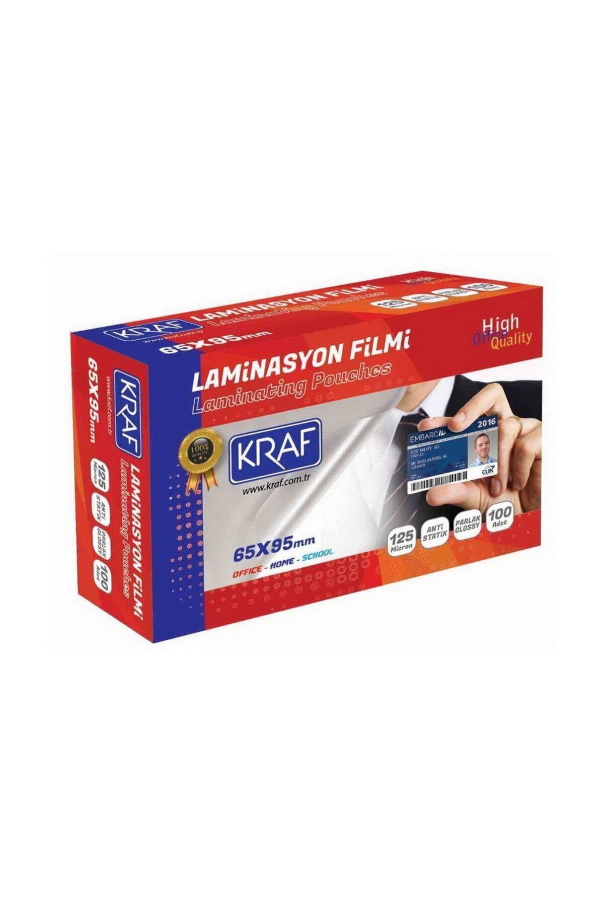 KRAF 65x95 mm 125 Micron Kimlik Kaplama Laminasyon Filmi 100 Lü Paket