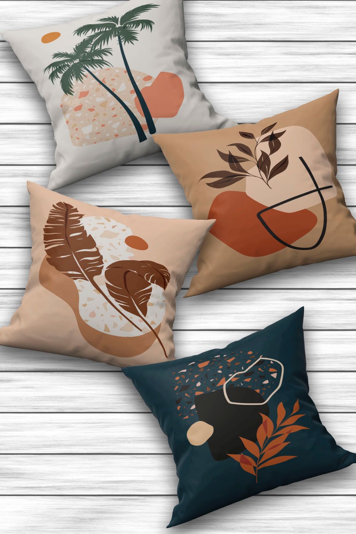 Ardizayn 4'lü Kırlent Kılıf Set Modern Desenli Çift Taraflı Baskı