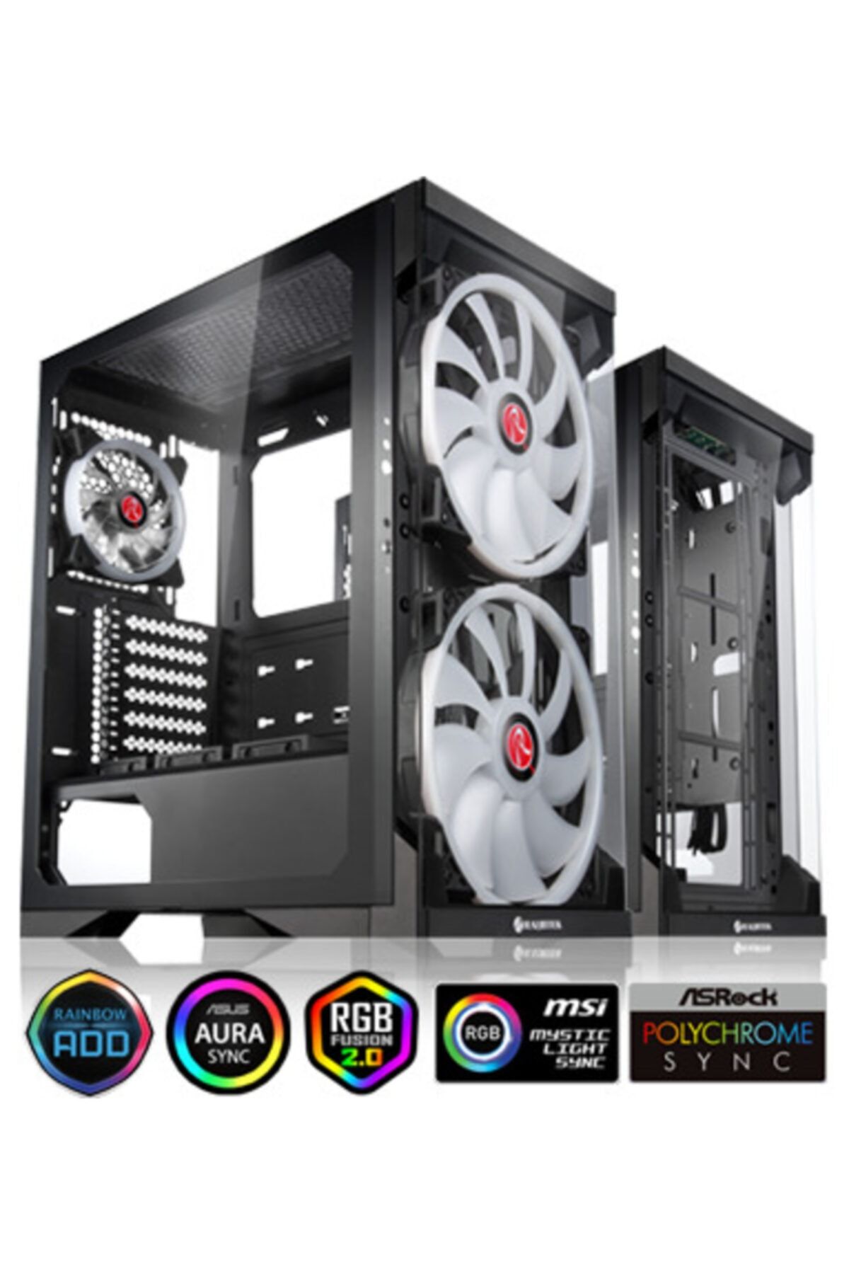 RAİJİN Tek Sılenos Pro 3 Adet Adreslenebilir Argb Led Fanlı, Çift Taraflı Tempered Glass Atx Kasa