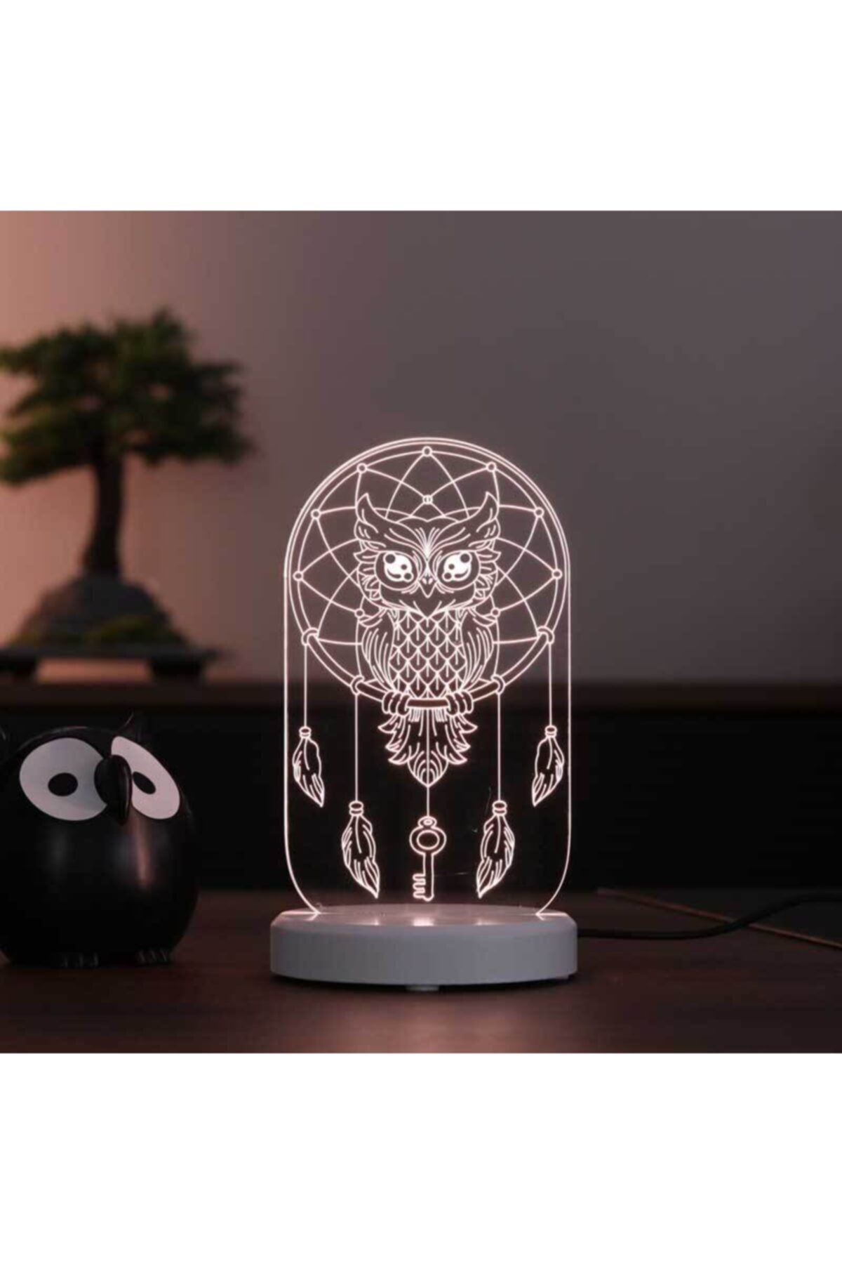 BYLAMP Düş Kapanı Ve Baykuş Led Gece Lambası Beyaz Taban