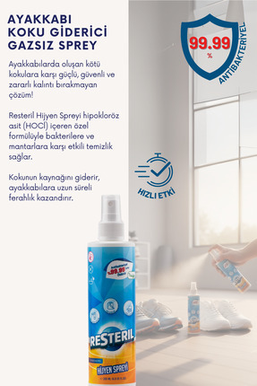 Ayakkabı Koku Giderici Ayakkabı Deodorantı Antifungal Parfümsüz Dezenfektan Sprey 200ml Image 7