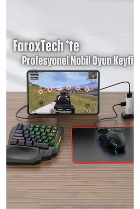 Mobil Oyuncu Seti | Klavye + Mouse + Mouse Pad + Dönüştürücü | Telefonunu Mini Bilgisayara Çevir! Image 0