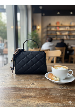 Kapitone Fularlı Zincir Askılı Kadın El ve Omuz Çantası Minimal Image 1