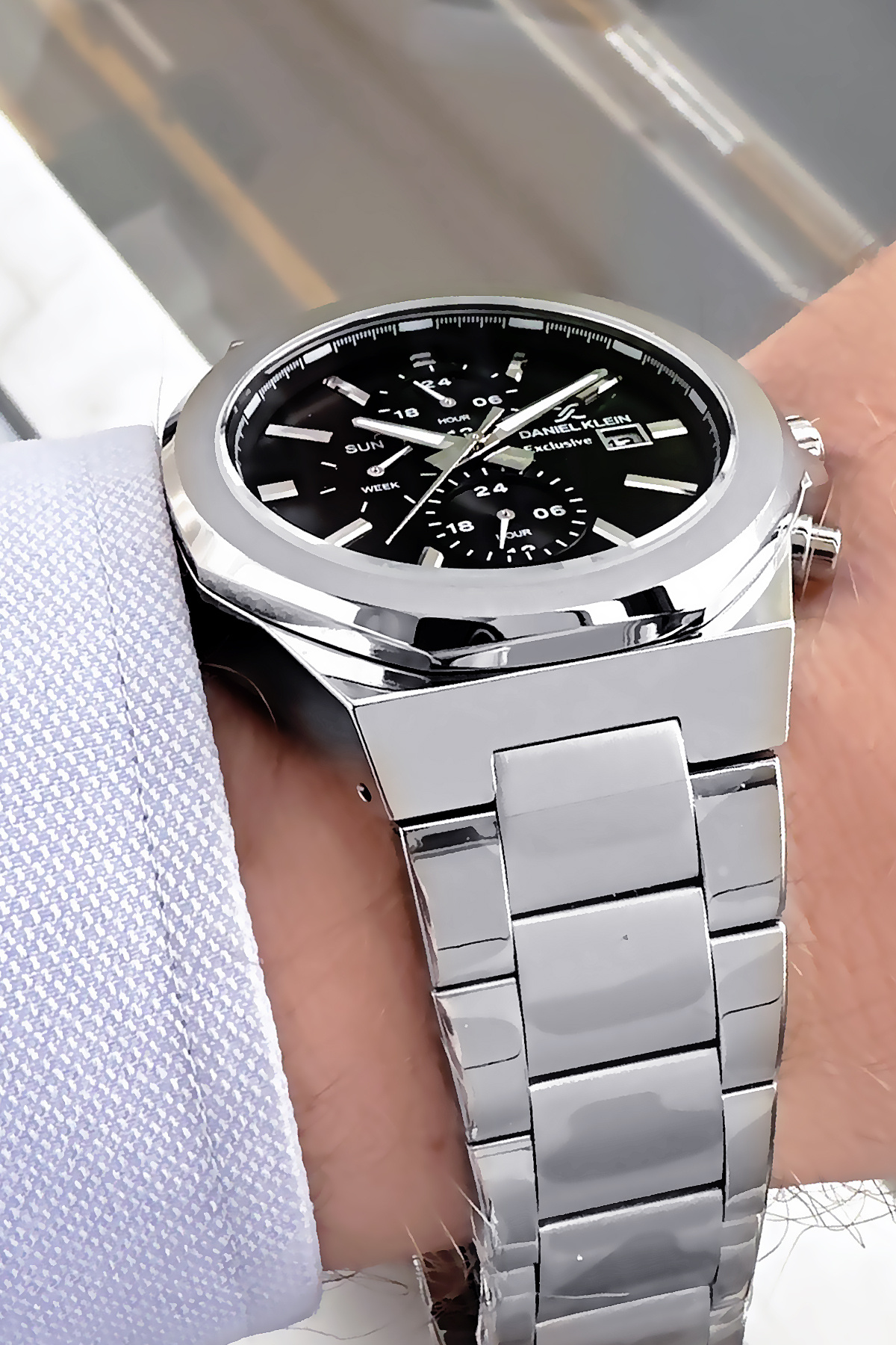 ساعت مچی مردانه 3 Atm ضد آب بند استیل نقره ای مشکی رنگ + دستبند Cbk452