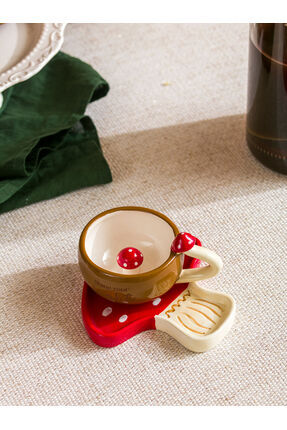 Vizyon Yeni Sezon Mantar Figürlü Seramik Kahve Fincanı 100 ml Image 1