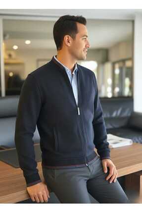 Andy Tam Fermuarlı Sweatshirt Lacivert Image 1
