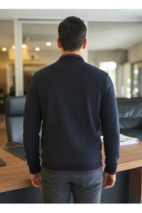 Andy Tam Fermuarlı Sweatshirt Lacivert Image 3