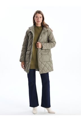 LCW Modest Kapüşonlu Kapitone Oversize Kadın Şişme Mont Image 3