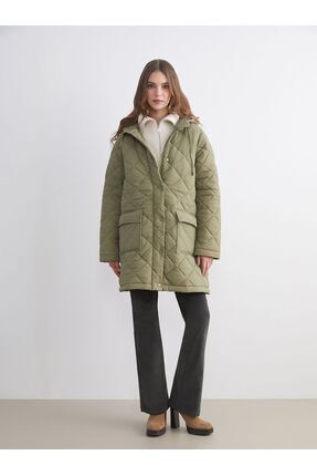 LCW Modest Kapüşonlu Kapitone Oversize Kadın Şişme Mont Image 2