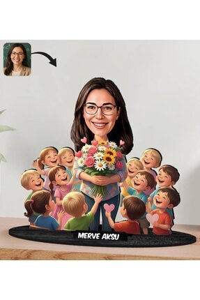 Kişiye Özel Kadın Öğretmen Tasarımlı Karikatür Biblo -11, Öğretmene Hediye, Öğretmenler Günü Image 1