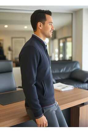 Andy Tam Fermuarlı Sweatshirt Lacivert Image 2