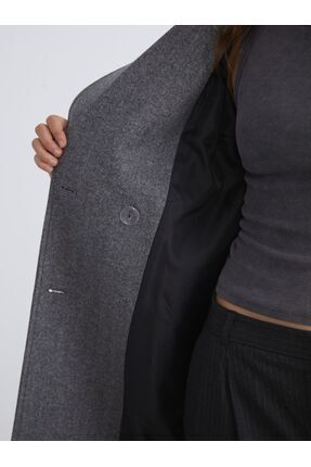 LCW Vision Kruvaze Yaka Kadın Kaşe Kaban Image 4