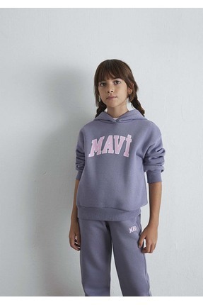 Logo Baskılı Kapüşonlu Kız Çocuk Sweatshirt M7610035-88095 Image 0