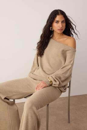 Vizon Kayık Yaka Kazak-Pantolon Triko Alt - Üst Takım TWOAW26AU00043 Image 1