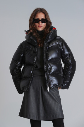 Shay Kaz Tüyü Kadın Mont Siyah Image 1