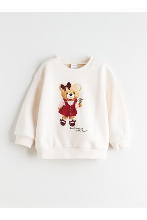 Ayıcık Baskılı Kız Çocuk Sweatshirt ve Tayt Pantolon Image 1