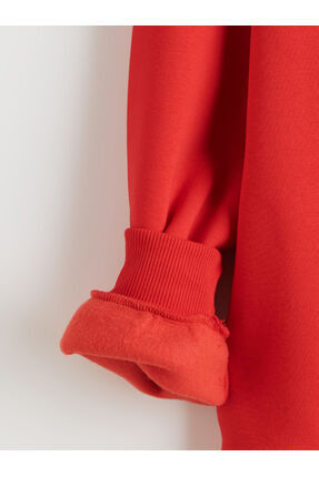 Bisiklet Yaka Oversize Kadın Kalın Sweatshirt Image 5