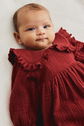 Body'li Pamuklu Muslin Elbise Image 1