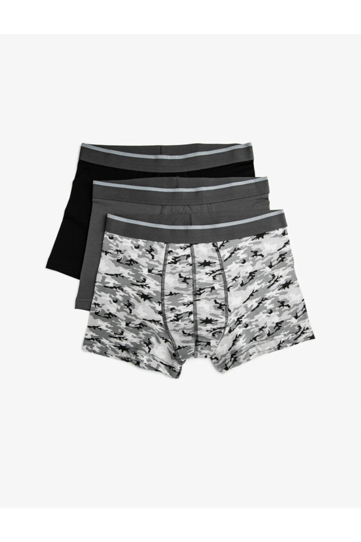 Koton Erkek Gri Desenli Desenli Pamuklu Basic Boxer Seti 3Lü