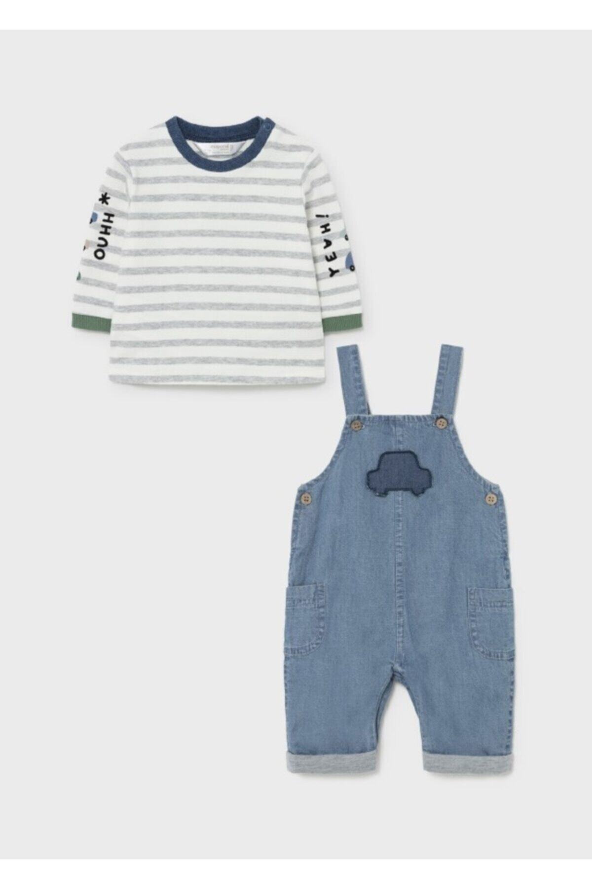 MAYORAL Erkek Bebek Ayıcık Detaylı Denim Salopet Takım