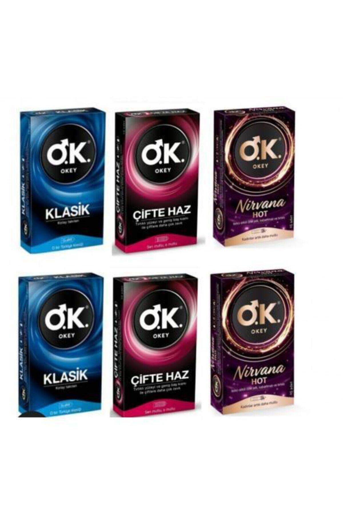 Okey Prezervatif Klasik 20 Li + Nirvana Hot 20 Li + Çifte Haz 20 Li