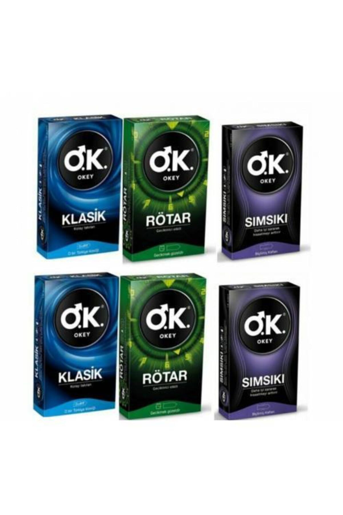 Okey Prezervatif Klasik 20li + Rötar 20li + Sımsıkı 20li