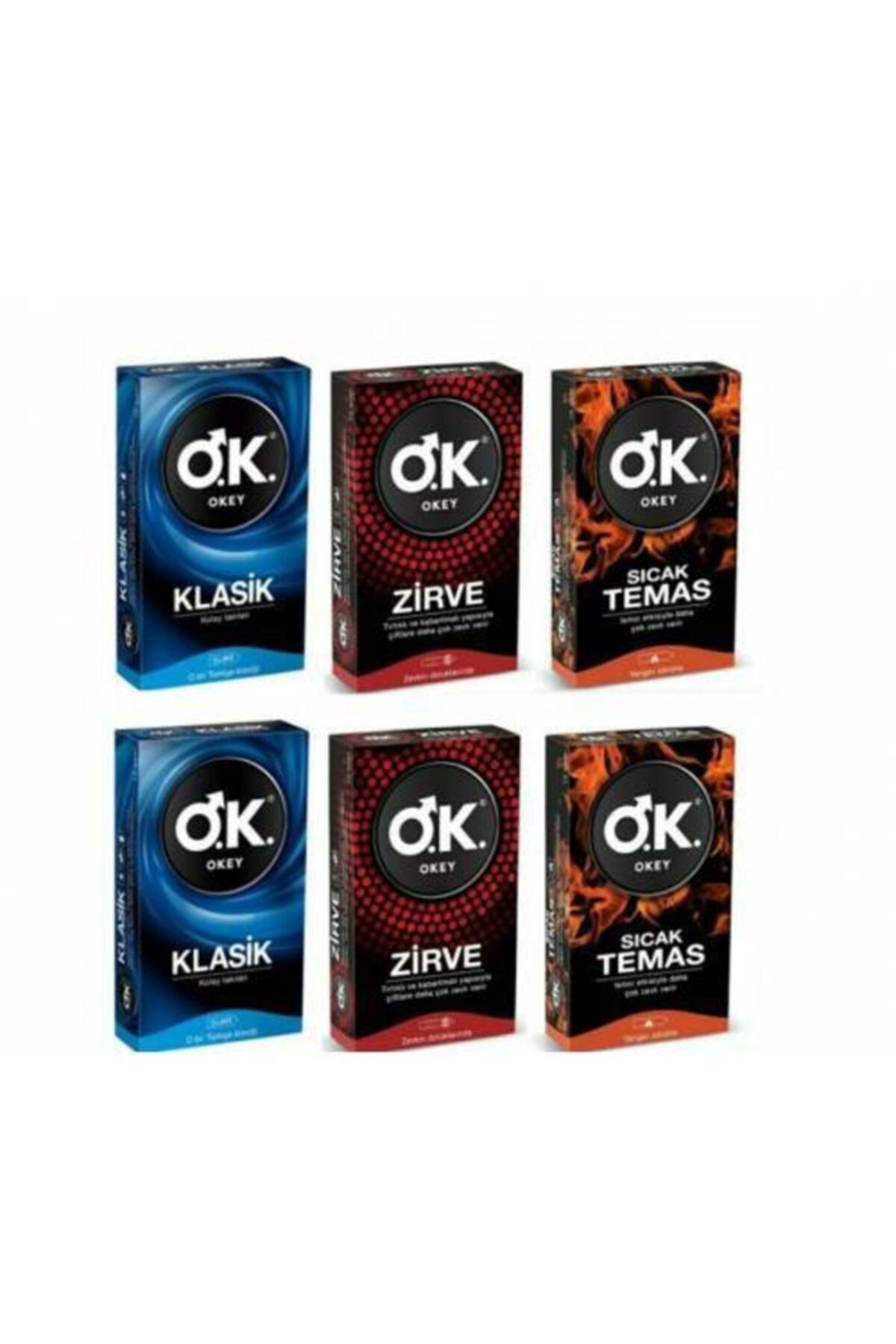 Okey Prezervatif Klasik 20 Li + Zirve 20 Li + Sıcak Temas 20 Li