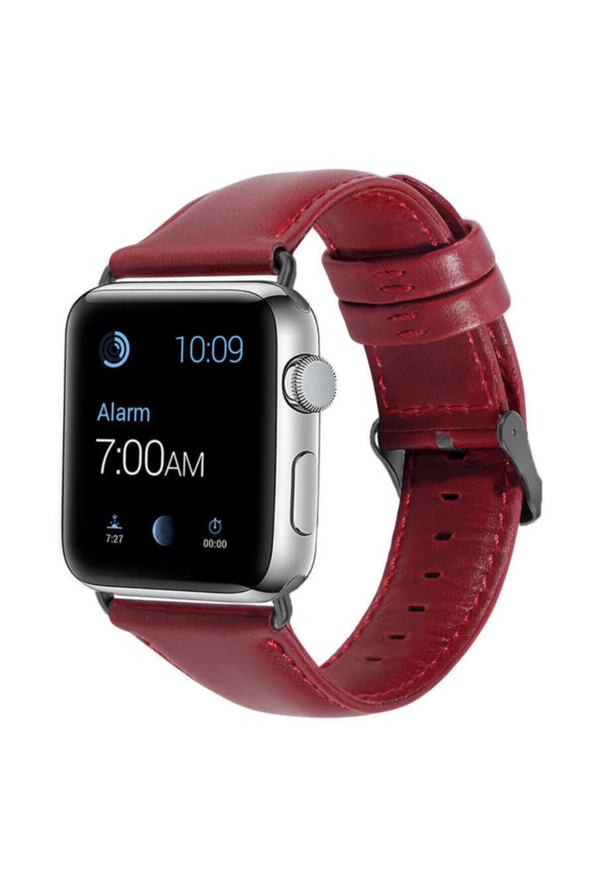 noktaks Apple Watch 38 mm Uyumlu Deri Kordon Kayış Akıllı Saat Kordonu