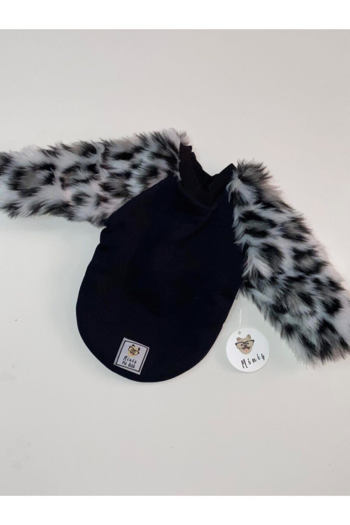 MİNİŞ PET BUTİK Gri Leopar Kürk Kollu Sweatshırt