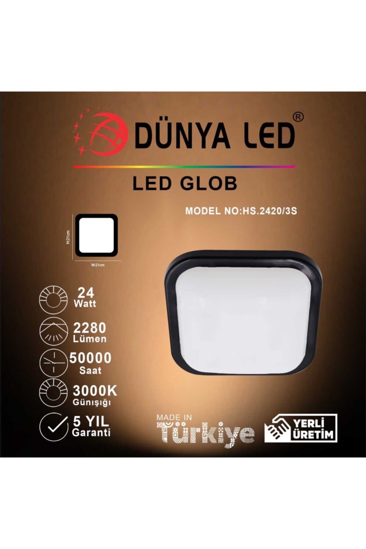 DÜNYA LED Hs.2420/3-s 24w Siyah Kasa Led Glob 3000k Günışığı
