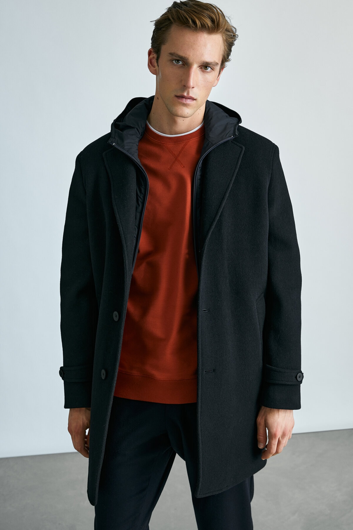 Massimo Dutti Çıkarılabilir Astarlı Yünlü Kaban