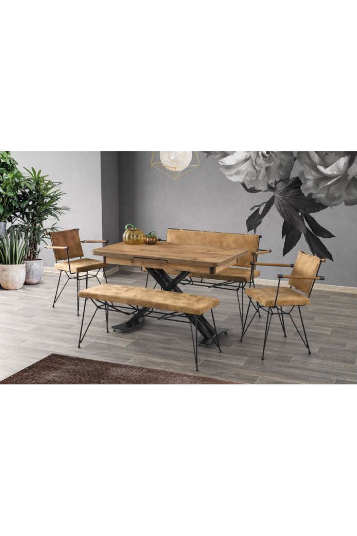 cheetah Silva Masa / Dişbudak + 2 Adet Sandalye + 2 Adet Penyez Bench